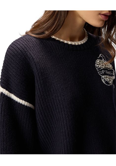 Maglione girocollo con ricami gioiello PINKO | Maglie | 105397 A2PKEZ1